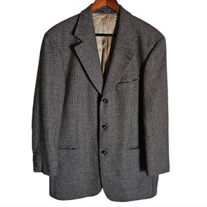 Hugo Boss Houndstooth Plaid Einstein Blazer Sport Coat Size 40R Lambswool Jacket